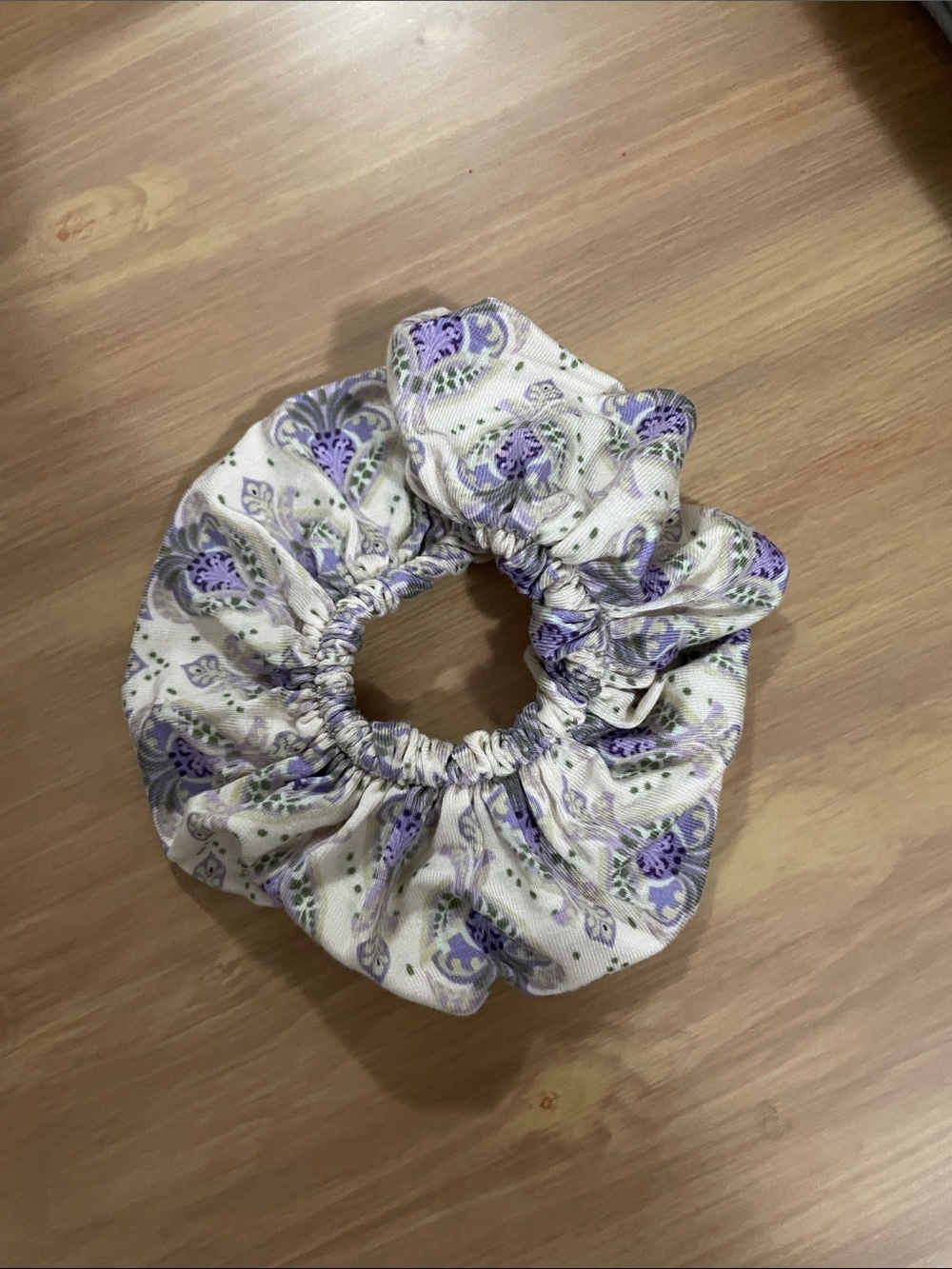 Lavender Paisley Fabric Scrunchie - Women's Hair Accessory - Picture 2 of 3